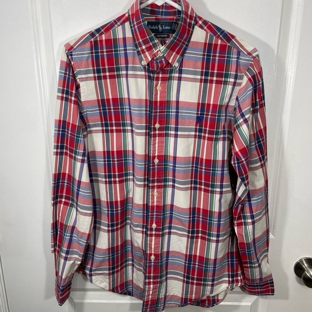 Ralph Lauren Men's Red Plaid Shirt Custom Size Small CB-BB